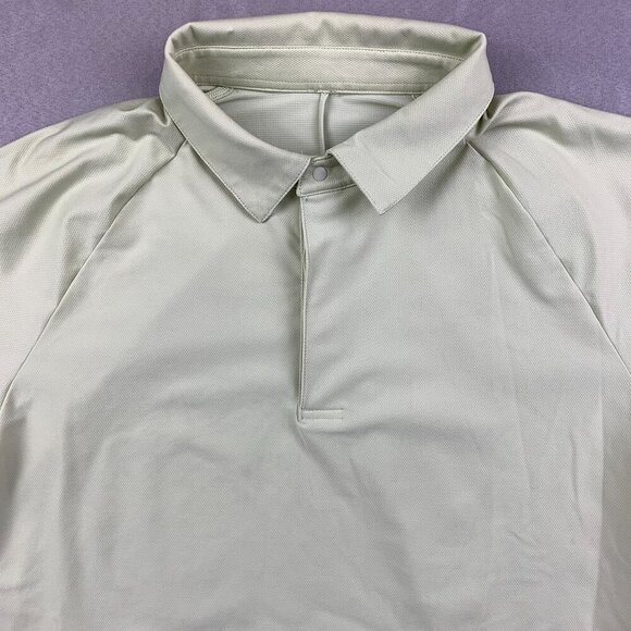 Lululemon Mens Shirt Medium Yellow Stretch Golf Polo Classic Fit Breathable - Picture 2 of 7